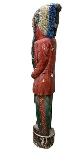 Tall Cigar Store Indian Folk Art, Tobacco Store American Indian Chief Statue, I