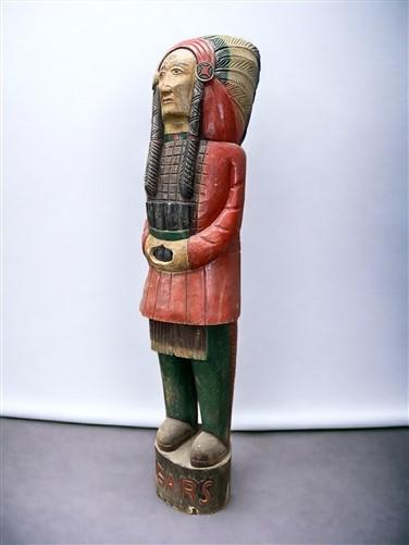 Tall Cigar Store Indian Folk Art, Tobacco Store American Indian Chief Statue, J