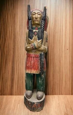 Tall Cigar Store Indian Folk Art, Tobacco Store American Indian Chief Statue, K