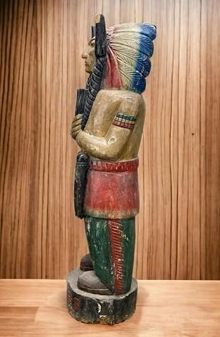 Tall Cigar Store Indian Folk Art, Tobacco Store American Indian Chief Statue, K