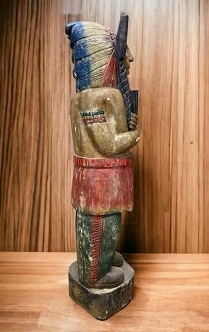 Tall Cigar Store Indian Folk Art, Tobacco Store American Indian Chief Statue, K