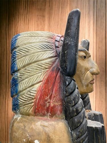 Tall Cigar Store Indian Folk Art, Tobacco Store American Indian Chief Statue, K