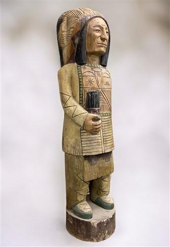 Tall Cigar Store Indian Folk Art, Tobacco Store American Indian Chief Statue, N