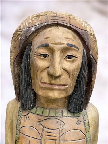 Tall Cigar Store Indian Folk Art, Tobacco Store American Indian Chief Statue, N