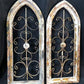 Pair Arched Wood Metal Gothic Window Frames, (12x29) Distressed Wall Decor, C