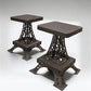 Pair Eiffel Tower Seats, Paris France, Metal Patio Furniture, Square Top