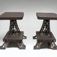 Pair Eiffel Tower Seats, Paris France, Metal Patio Furniture, Square Top