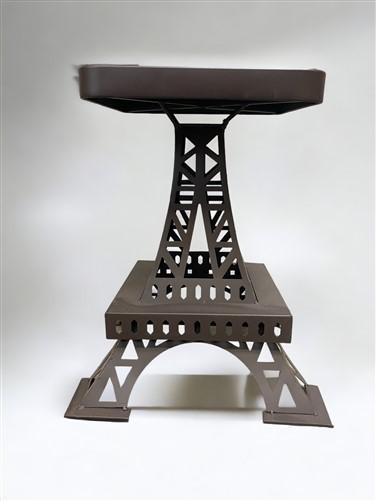 Pair Eiffel Tower Seats, Paris France, Metal Patio Furniture, Square Top