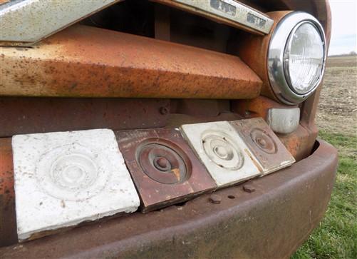 4 Plinth Blocks, Antique Bullseye Rosettes, Architectural Salvage, Wood Trim B19