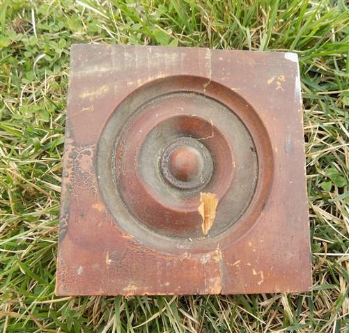 4 Plinth Blocks, Antique Bullseye Rosettes, Architectural Salvage, Wood Trim B19