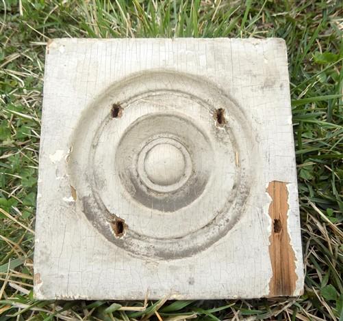 4 Plinth Blocks, Antique Bullseye Rosettes, Architectural Salvage, Wood Trim B19