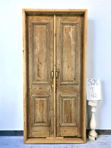 Antique Encased French Double Doors (42x91) European Panel Doors With Jamb S26