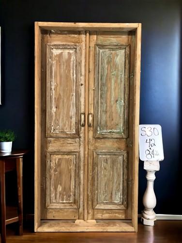 Antique Encased French Double Doors (42x84.5) European Panel Doors With Jamb S30