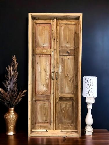 Antique Encased French Double Doors (37x89.5) European Panel Doors With Jamb S31