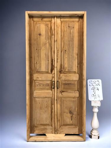 Antique Encased French Double Door (41.5x91.5) European Panel Door With Jamb S32