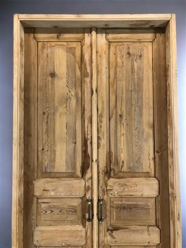 Antique Encased French Double Door (41.5x91.5) European Panel Door With Jamb S32