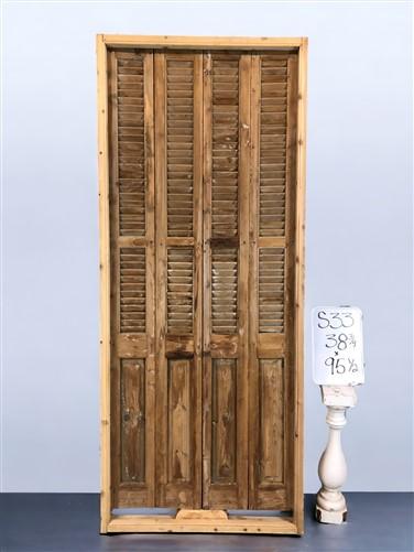 Antique Encased Shutter French Double Door (38.5x95.5) European Door Jamb S33