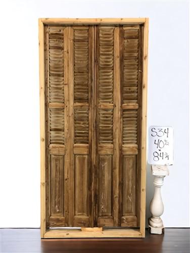 Antique Encased Shutter French Double Door (40.5x84.5) European Door Jamb S34