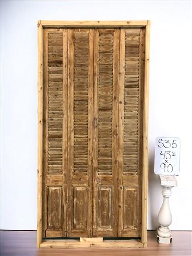 Antique Encased Shutter French Double Door (43.5x90) European Door Jamb S35