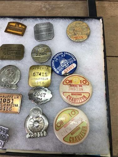 1920-1950s Chauffeur Pins Badges License Lot, Vintage Licensed Driver Collection