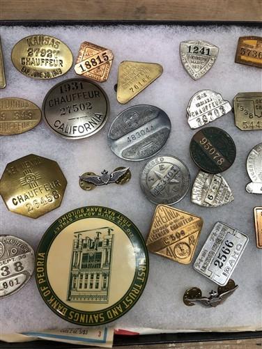 1920-1950s Chauffeur Pins Badges License Lot, Vintage Licensed Driver Collection