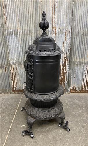 Round Oak Wood Burning Stove, Vintage Cast Iron Parlor Stove, Dowagiac, MI, A