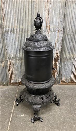 Round Oak Wood Burning Stove, Vintage Cast Iron Parlor Stove, Dowagiac, MI, A