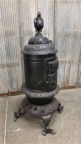 Round Oak Wood Burning Stove, Vintage Cast Iron Parlor Stove, Dowagiac, MI, A