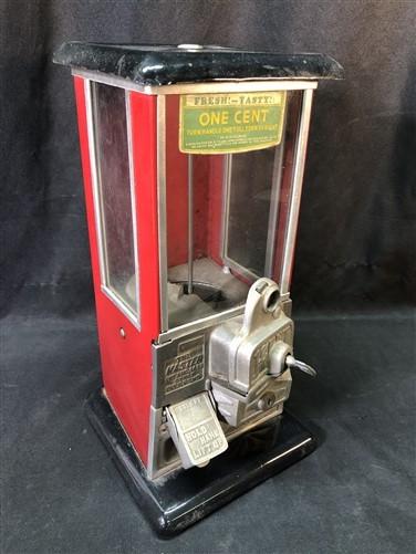 Pat 1923 Red The Master One Cent Penny Gumball Gum Peanut Vending Machine,