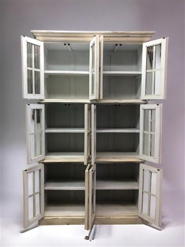 4'10" Triple Stack Cabinet, Antique White Kitchen Cabinet, Bookcase, Storage B