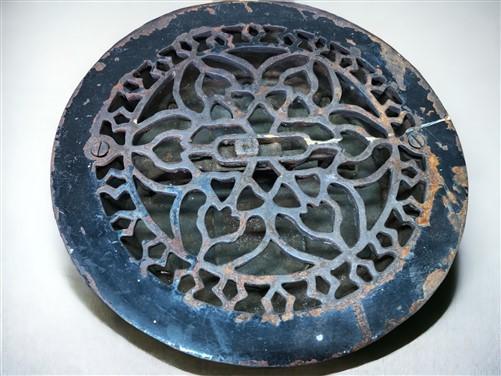 Round Ornate Art Deco Cast Iron Grate Vintage Wall Floor Fireplace Register Vent