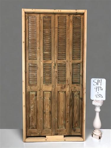 Antique Encased Shutter French Double Door (43x91) European Bifold Door Jamb S14