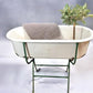 Vintage Hungarian Porcelain Baby Bath Tub w/Stand, Farmhouse Garden Planter A4,