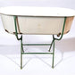 Vintage Hungarian Porcelain Baby Bath Tub w/Stand, Farmhouse Garden Planter A4,