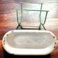 Vintage Hungarian Porcelain Baby Bath Tub w/Stand, Farmhouse Garden Planter A3,