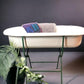 Vintage Hungarian Porcelain Baby Bath Tub w/Stand, Farmhouse Garden Planter A2,