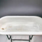 Vintage Hungarian Porcelain Baby Bath Tub w/Stand, Farmhouse Garden Planter A2,