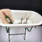 Vintage Hungarian Porcelain Baby Bath Tub w/Stand, Farmhouse Garden Planter A11,