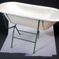 Vintage Hungarian Porcelain Baby Bath Tub w/Stand, Farmhouse Garden Planter A11,