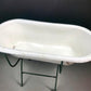 Vintage Hungarian Porcelain Baby Bath Tub w/Stand, Farmhouse Garden Planter A11,