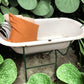 Vintage Hungarian Porcelain Baby Bath Tub w/Stand, Farmhouse Garden Planter A12,