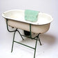 Vintage Hungarian Porcelain Baby Bath Tub w/Stand, Farmhouse Garden Planter A13,