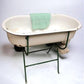 Vintage Hungarian Porcelain Baby Bath Tub w/Stand, Farmhouse Garden Planter A13,