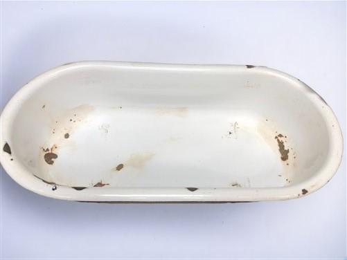 Vintage Hungarian Porcelain Baby Bath Tub w/Stand, Farmhouse Garden Planter A13,