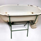 Vintage Hungarian Porcelain Baby Bath Tub w/Stand, Farmhouse Garden Planter A13,