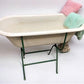 Vintage Hungarian Porcelain Baby Bath Tub w/Stand, Farmhouse Garden Planter A14,