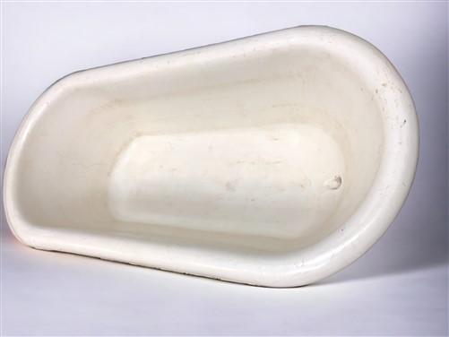 Vintage Hungarian Porcelain Baby Bath Tub w/Stand, Farmhouse Garden Planter A14,