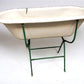 Vintage Hungarian Porcelain Baby Bath Tub w/Stand, Farmhouse Garden Planter A14,