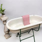 Vintage Hungarian Porcelain Baby Bath Tub w/Stand, Farmhouse Garden Planter A16,