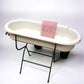 Vintage Hungarian Porcelain Baby Bath Tub w/Stand, Farmhouse Garden Planter A16,